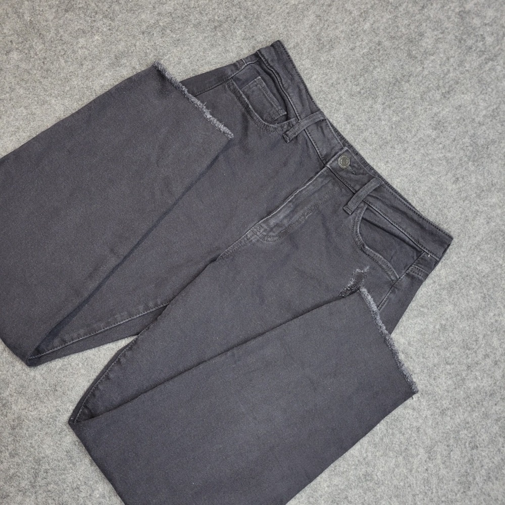 SO Jeans Womens 9/29 Black High Rise Mom Stretch Grunge Distressed Raw Hem Y2K